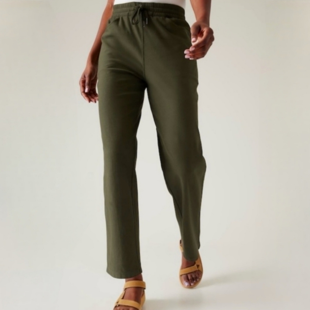 Athleta Olive Green Straight-Leg Pants